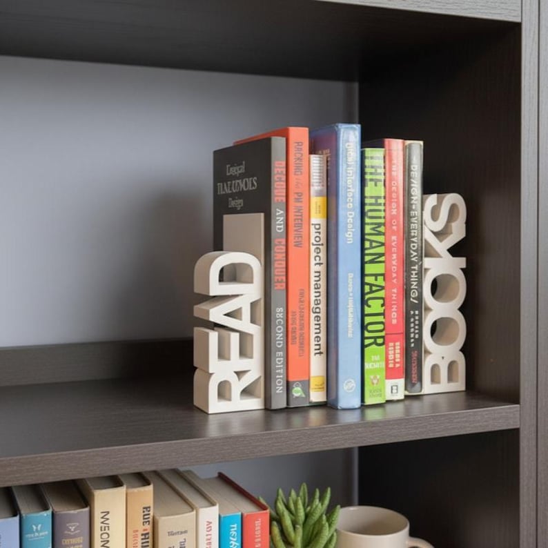 Read & Books Bookends Library Display Stand for Book Lovers