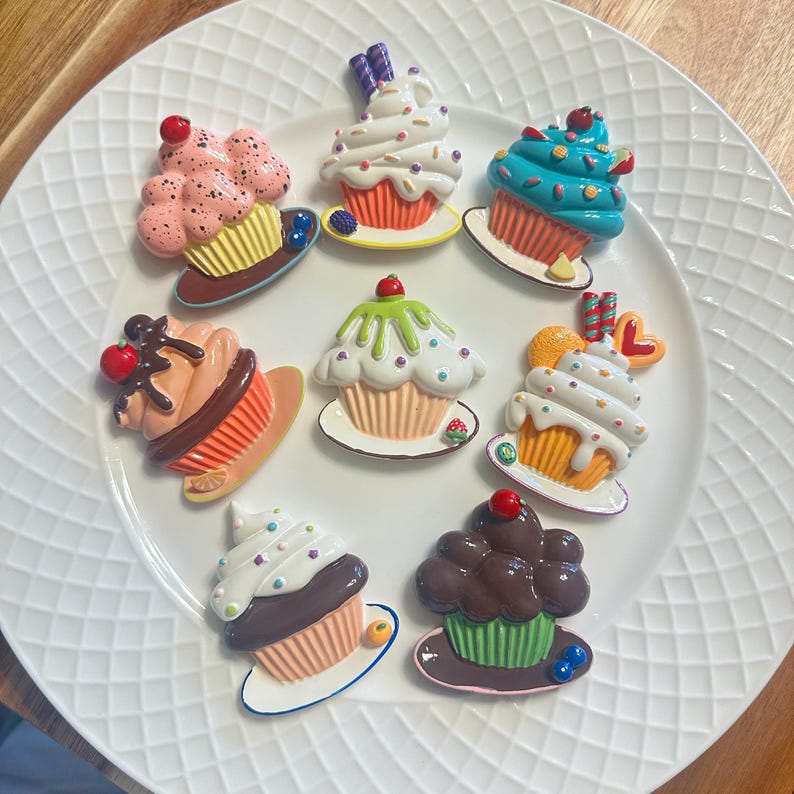Cupcake Fridge Magnet, Cute Dessert Kitchen Decoration