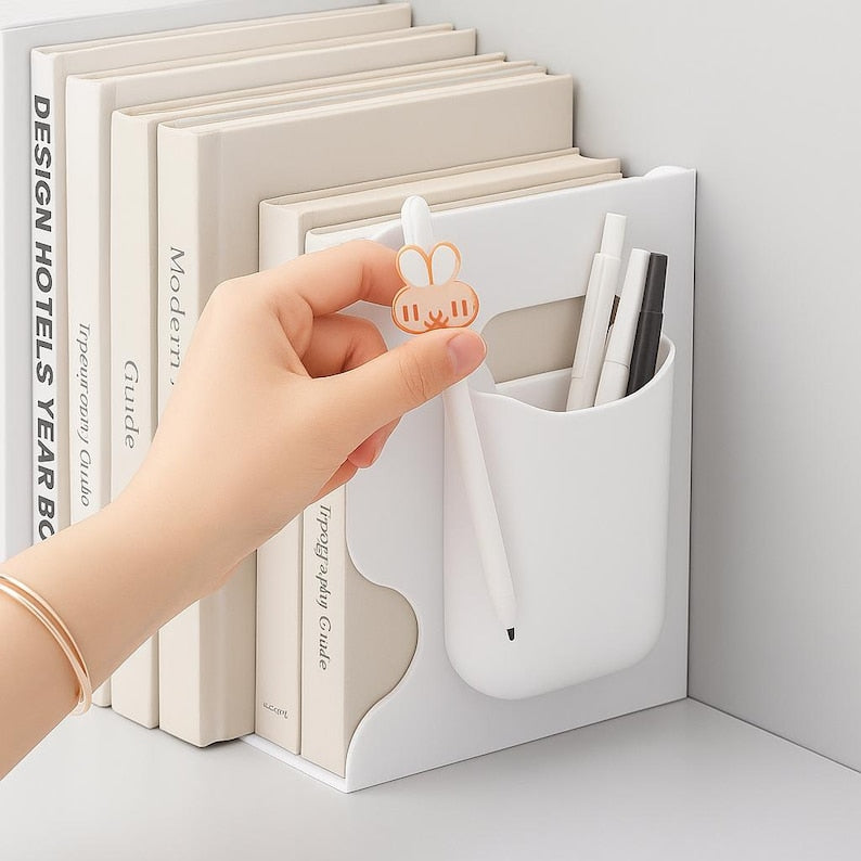 Adjustable Plastic Bookends Modern Organizer Home Office