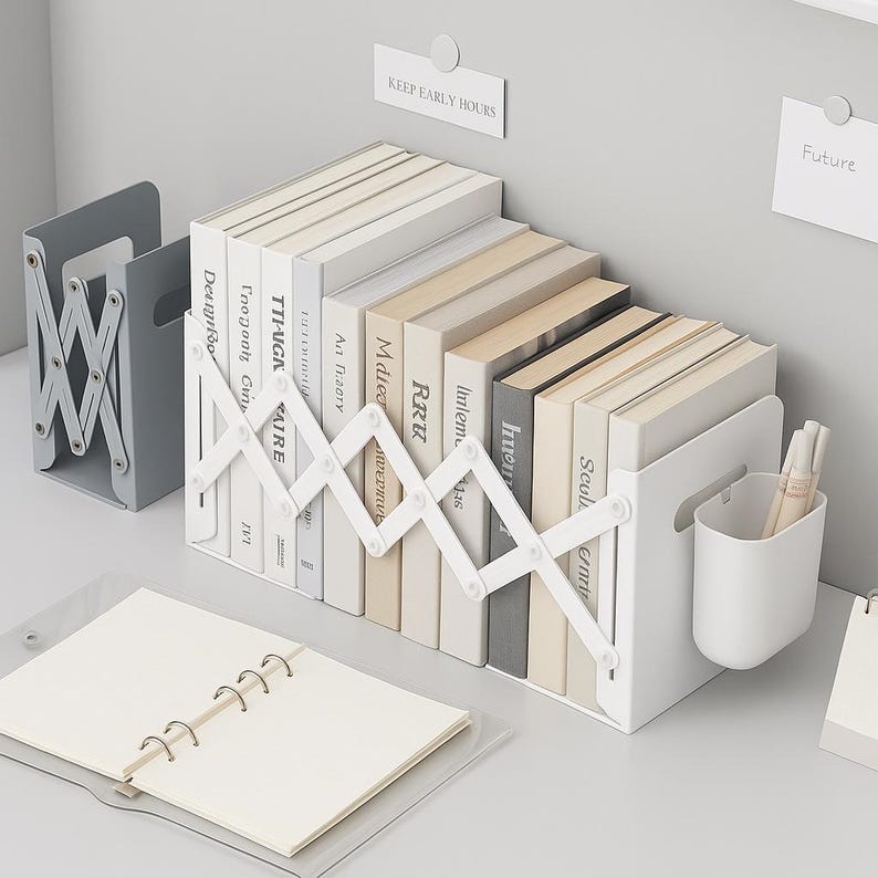 Adjustable Plastic Bookends Modern Organizer Home Office