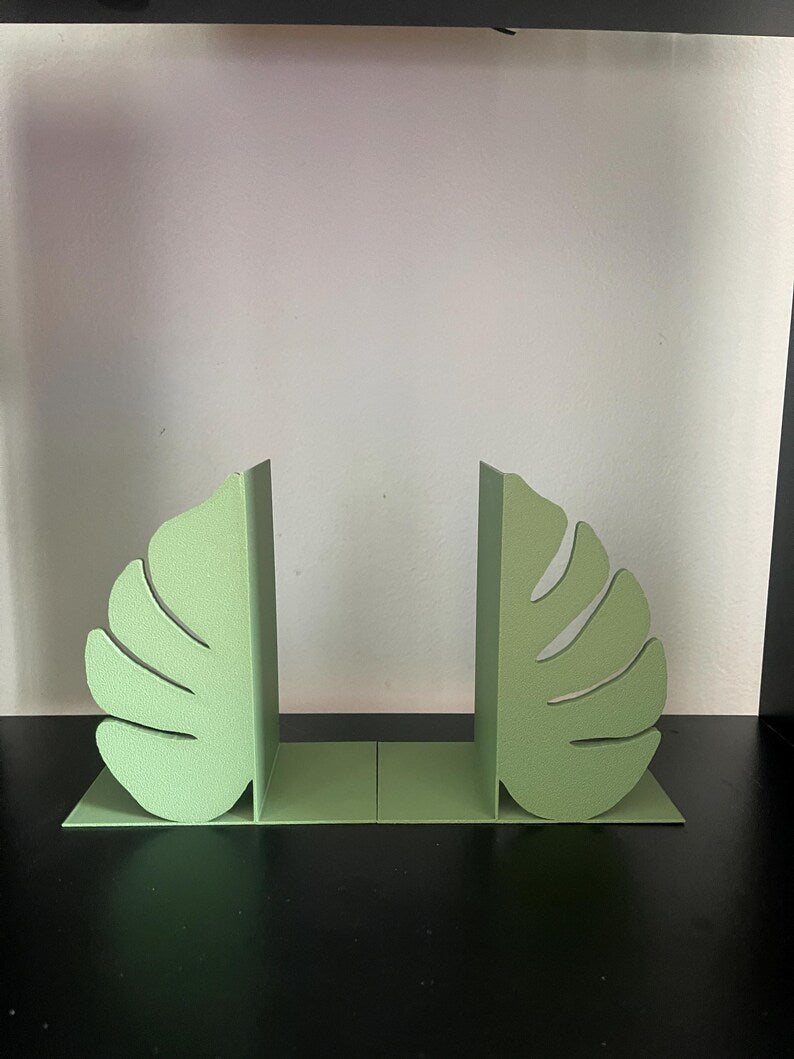 Monstera Leaf Bookends, 3D Printed Plant Bookends, Cozy Bookish Shelf Decor, Botanical Library Gift for Readers & Plant Lovers