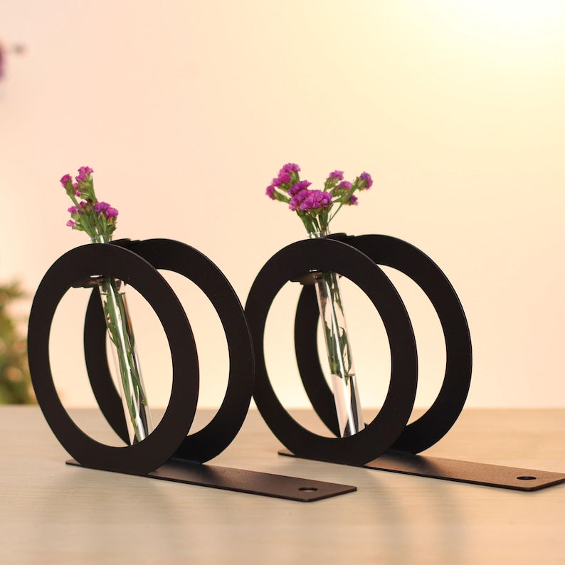 White Metal Propagation Bookends Modern Vase Book Holder