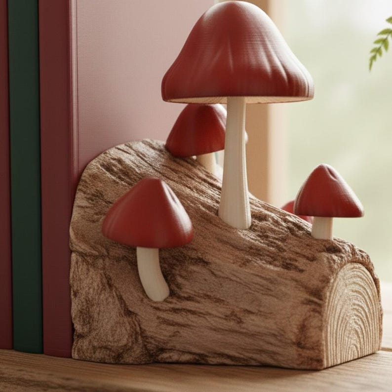 Mushroom Bookend Cottagecore Forest Shelf Decor