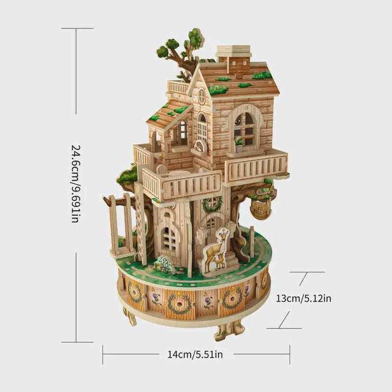 Treehouse 3D Wooden Puzzle Kit – DIY Assembly Model for Adults, Handmade Wooden Craft, Creative Gift and Home Decor