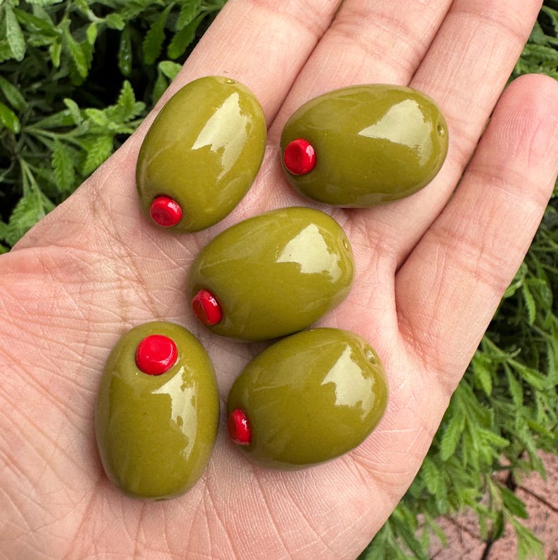 Stuffed Green Olive Fridge Magnet, Fruit Kitchen Decor