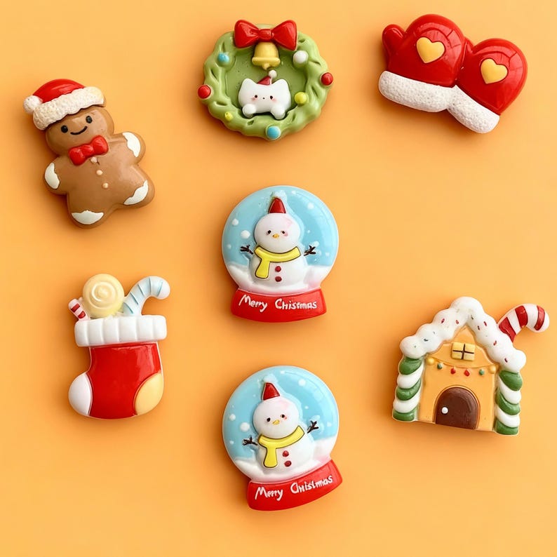 Mini Christmas Fridge Magnet Set, Holiday Decoration