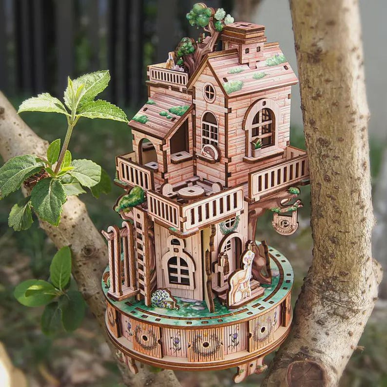 Treehouse 3D Wooden Puzzle Kit – DIY Assembly Model for Adults, Handmade Wooden Craft, Creative Gift and Home Decor