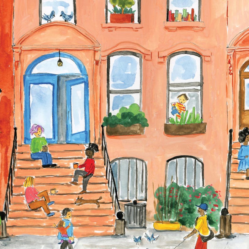 New York Street Life Puzzle - 1,000 Pieces, Brooklyn street scene hand-painted