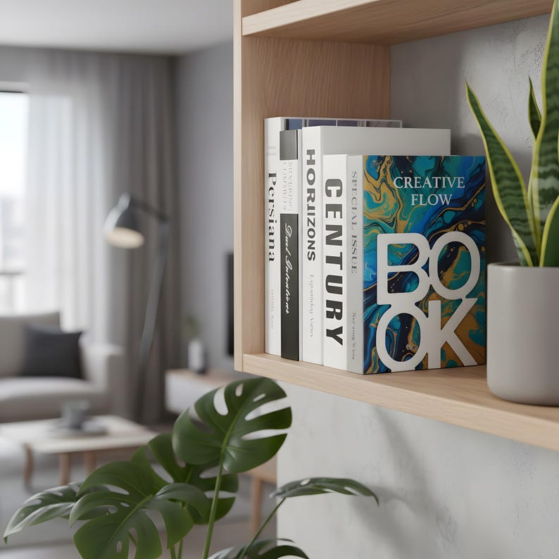 BOOK Word Bookends Modern Metal Shelf Decor