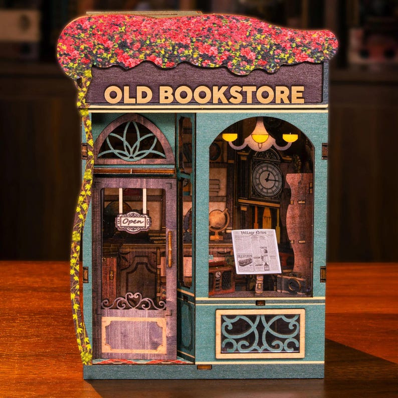 My Library & Old Bookstore DIY Book Nook Kit with LED Light