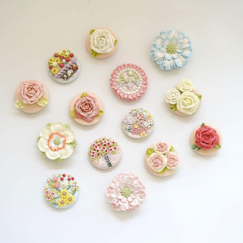 Ceramic Flower Fridge Magnet, Kitchen Decoration Gift