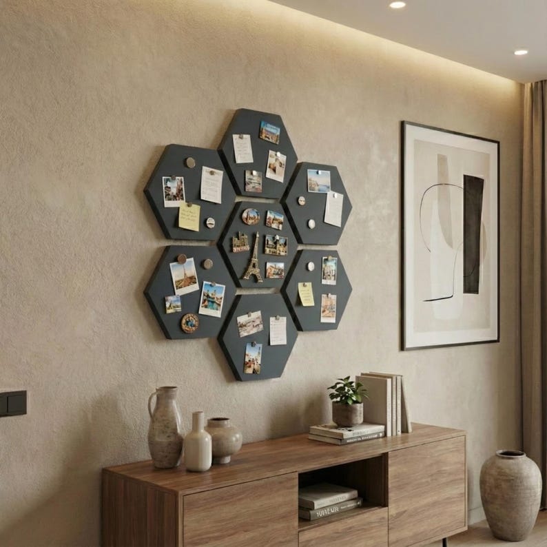 Hexagon 3D Black Travel Souvenir Magnetic Display Board