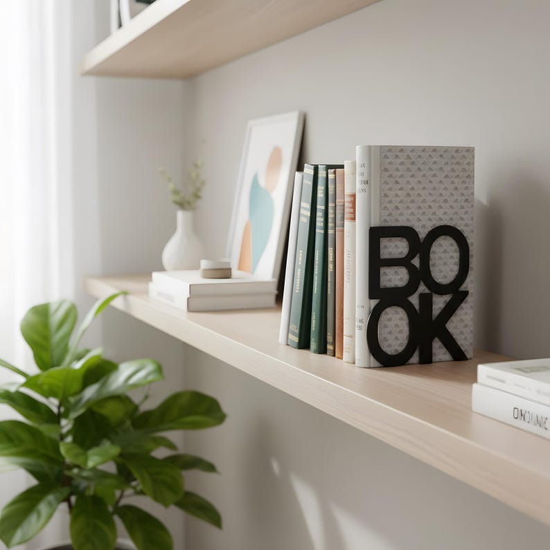 BOOK Word Bookends Modern Metal Shelf Decor