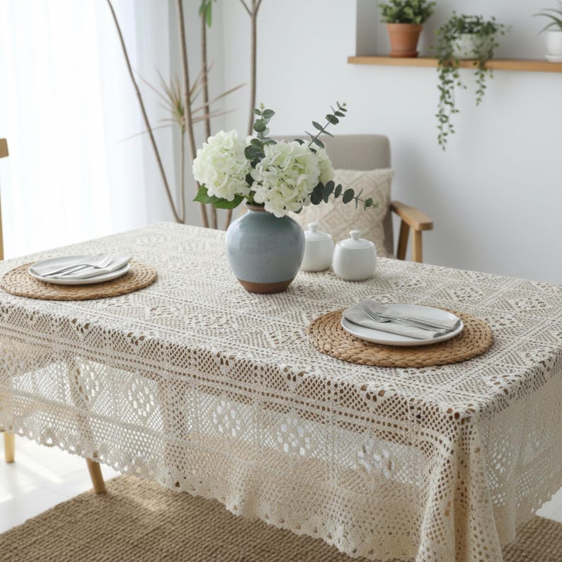 Nappe en dentelle crochet vintage style cottagecore