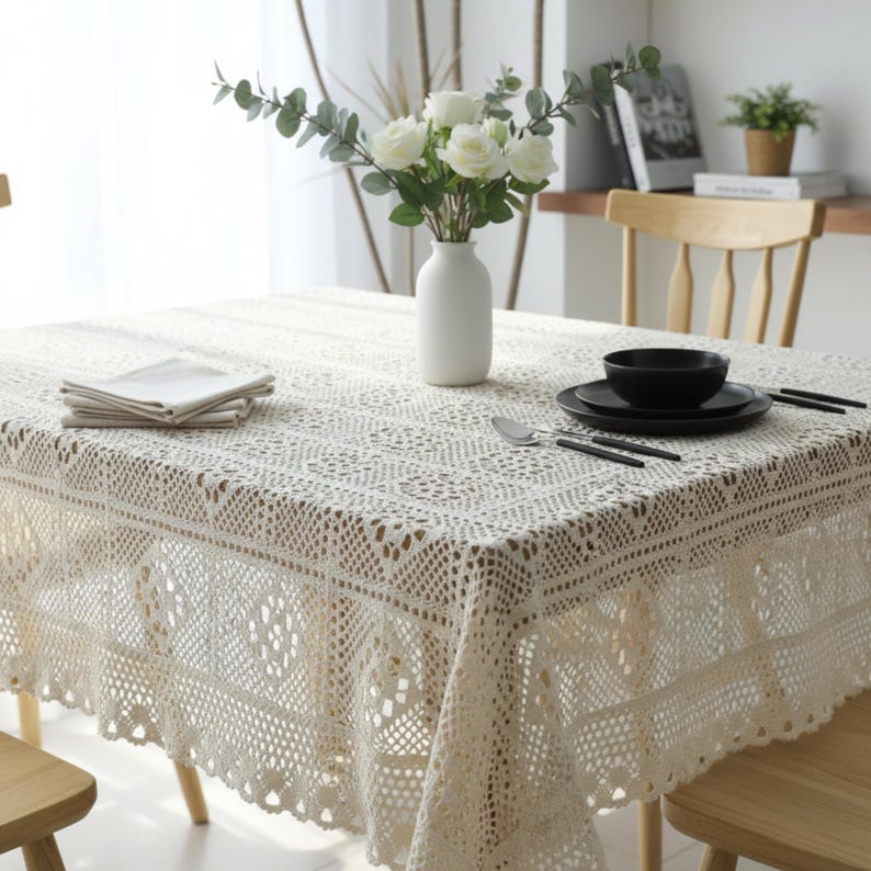 Nappe en dentelle crochet vintage style cottagecore