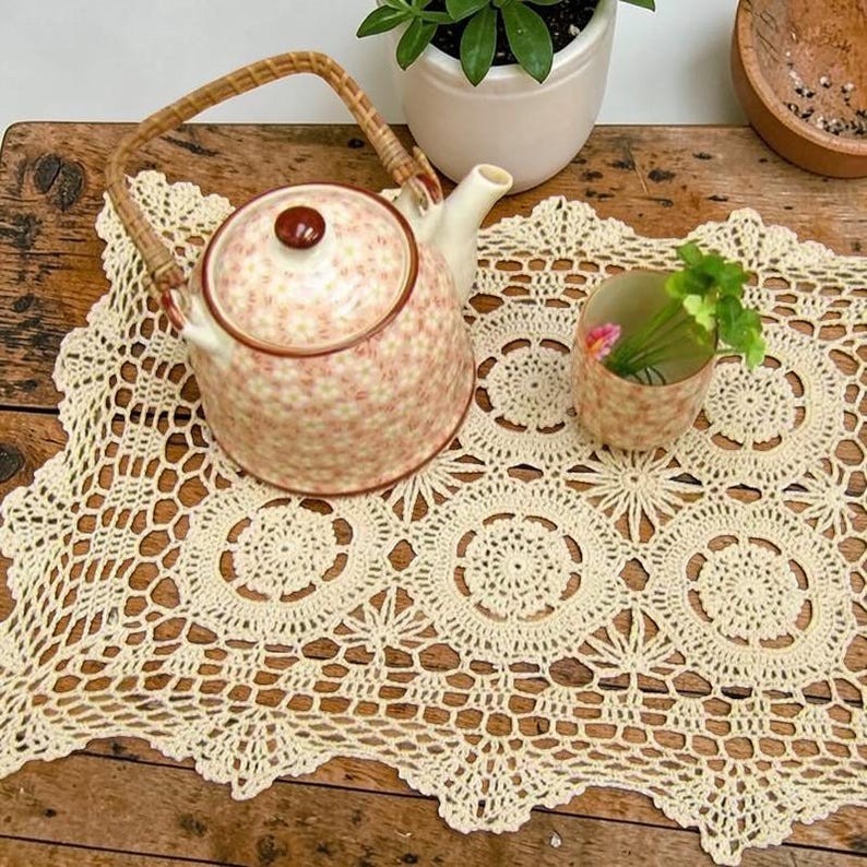 Sets de table en dentelle crochet vintage rustique 35x50 cm