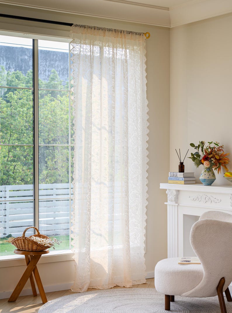 Rideaux en dentelle style français romantique floral