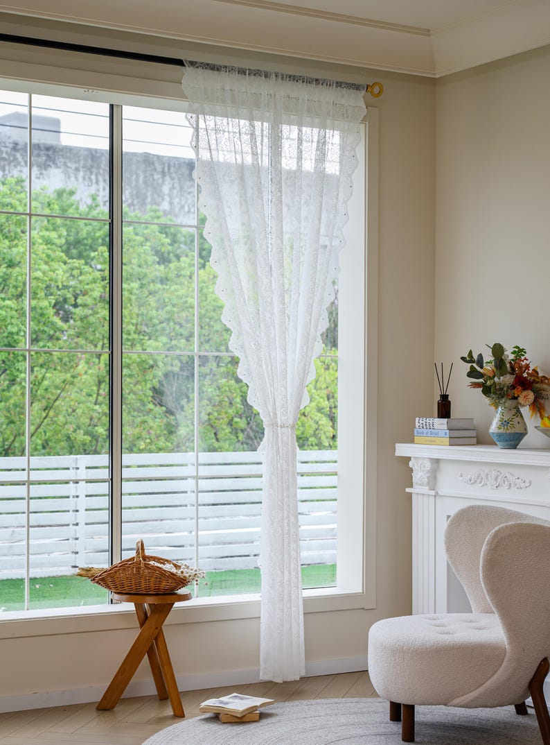 Rideaux en dentelle style français romantique floral