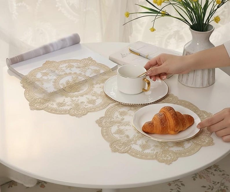 Sets de table en dentelle vintage broderie européenne rétro