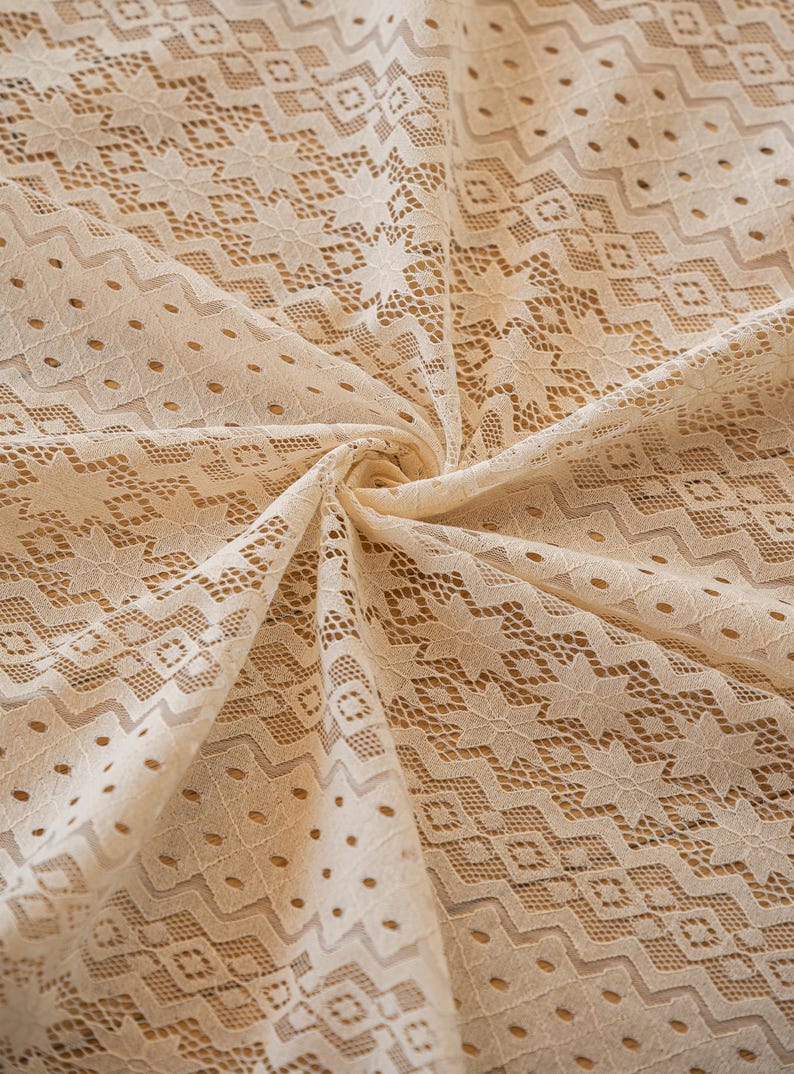 Rideaux de fleurs en dentelle au crochet beige bohème, rideau de cuisine de style campagnard filtrant la lumière, rideau creux avec pampilles, panneau de fenêtre semi-transparent café