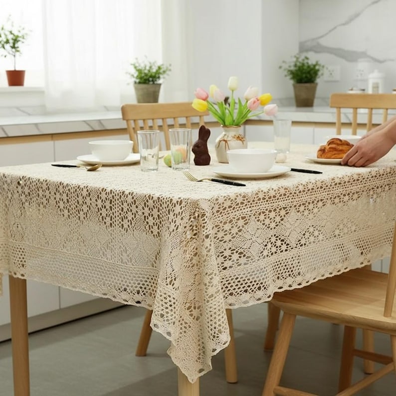 Nappe en dentelle vintage au crochet décoratif
