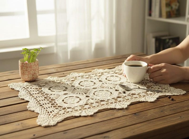 Sets de table en dentelle crochet vintage rustique 35x50 cm