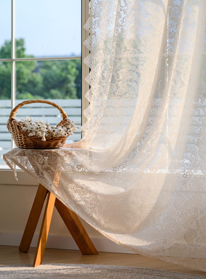 Rideaux en dentelle style français romantique floral