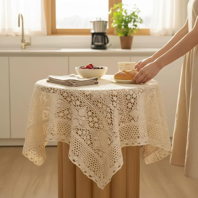 Nappe en dentelle vintage au crochet décoratif