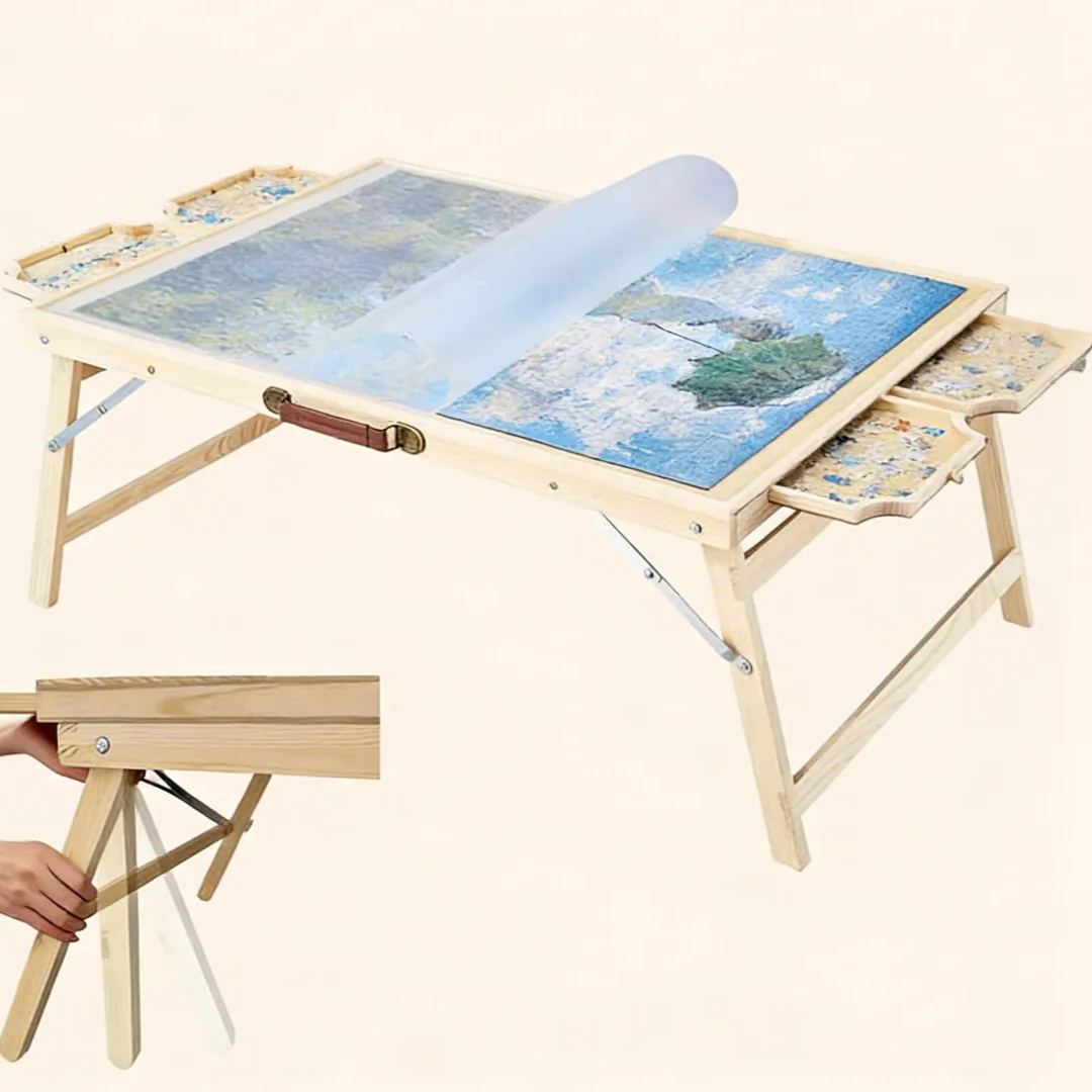 Puzzle Coffee Table 1500 Piece Rotating Board with 4 Drawers & Cover