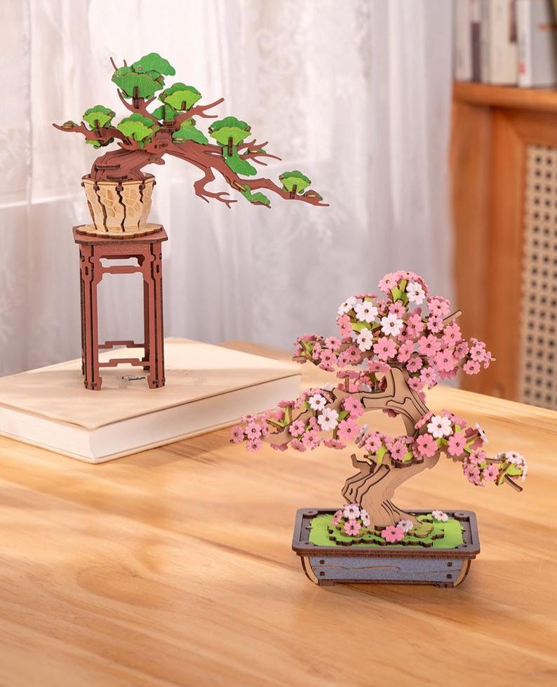 Wooden Bonsai Tree 3D Puzzle Floral Craft Home Decor