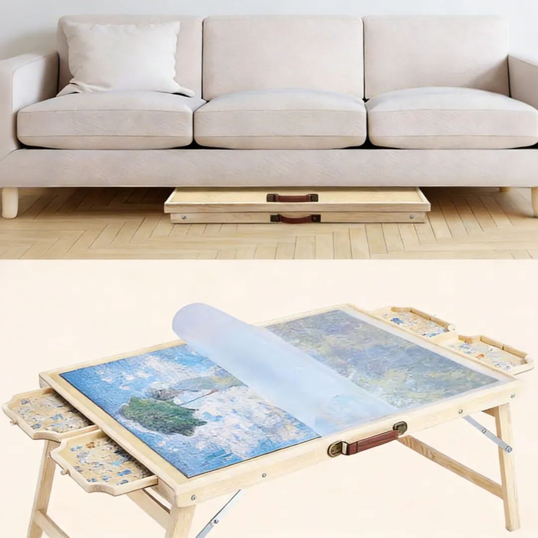 Puzzle Coffee Table 1500 Piece Rotating Board with 4 Drawers & Cover