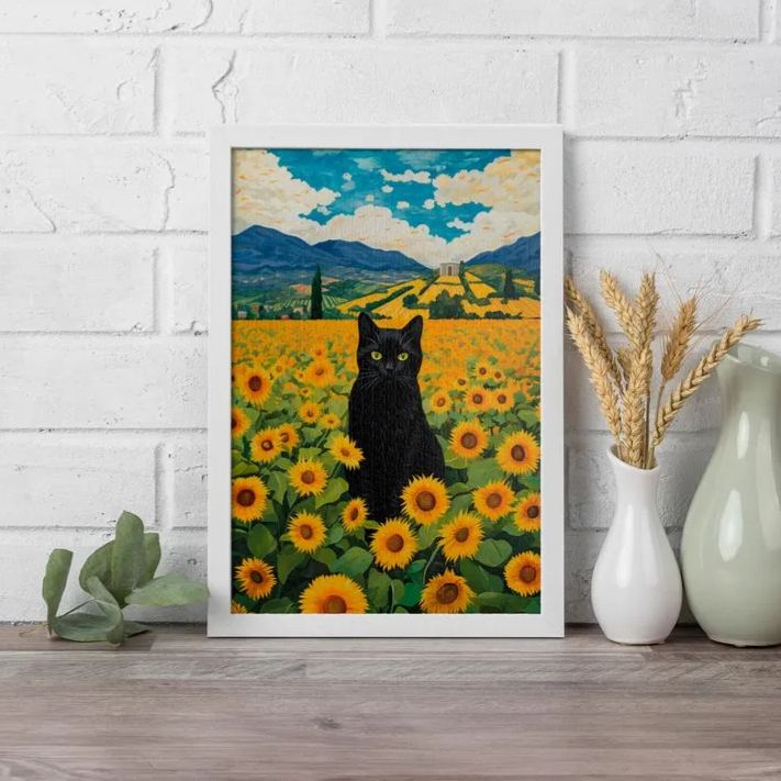 Sunflower Field Cat Jigsaw Puzzle 110–1014 Pieces Wall Decor