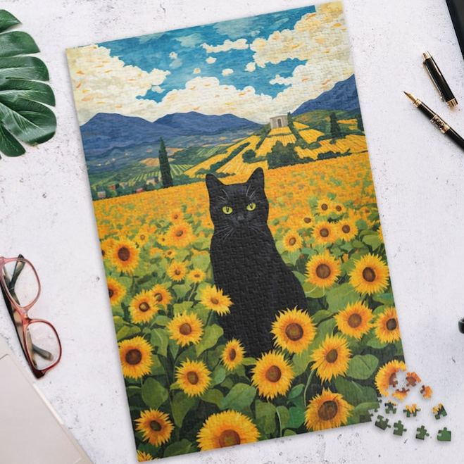 Sunflower Field Cat Jigsaw Puzzle 110–1014 Pieces Wall Decor