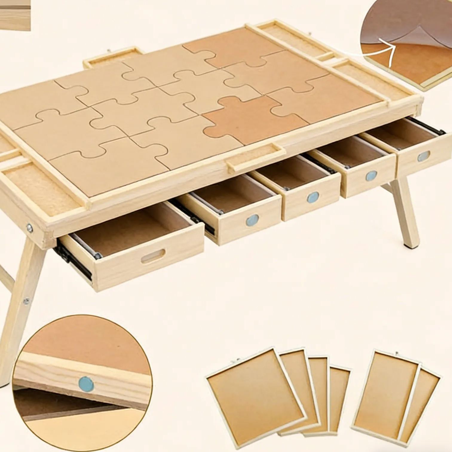 Puzzle Table 1000/1500 Piece with Legs 6 Drawers & Cover 27x35