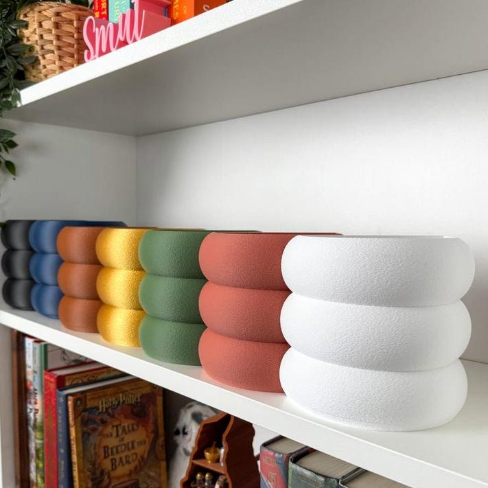 3D Printed Bubble Planter Bookend Set Modern Bookend with Drainage Hole Indoor Plant Pot for Bookshelf Decor Book Nook Shelf Insert Gift