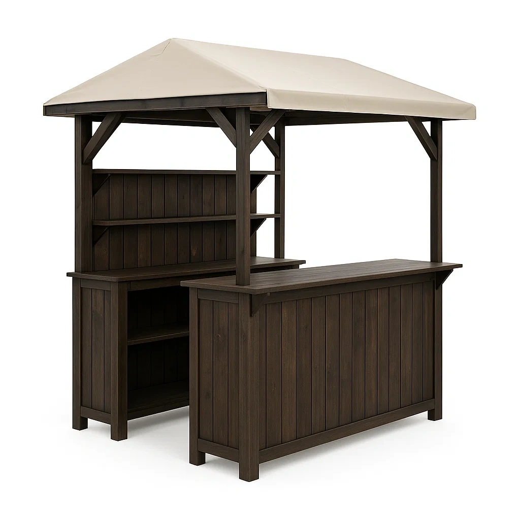Bar da giardino Banco Bar in Legno con Copertura Impermeabile 200x100x220 cm Marrone/Beige-Woodaso