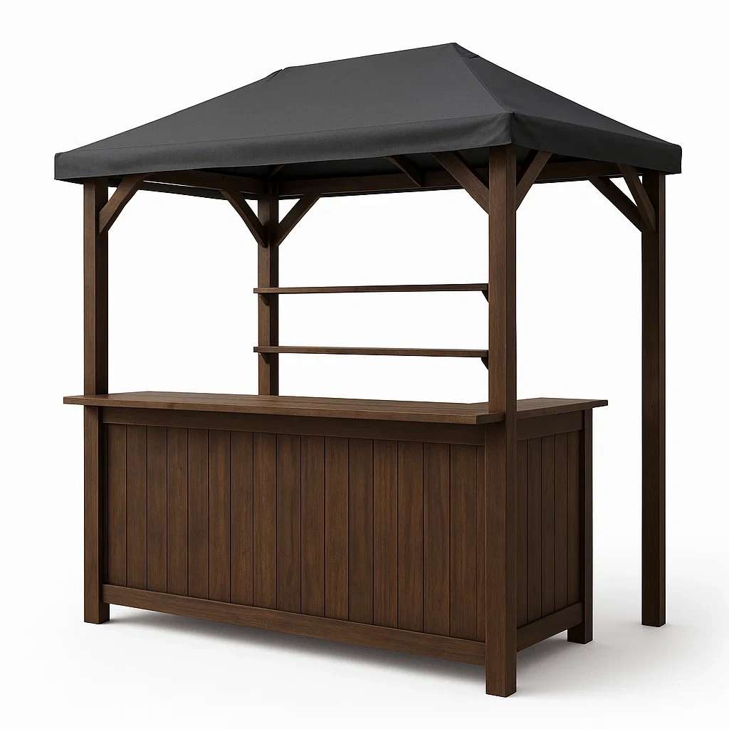 Bar da giardino in Legno Marrone con Copertura in Poliestere Nero-Woodaso