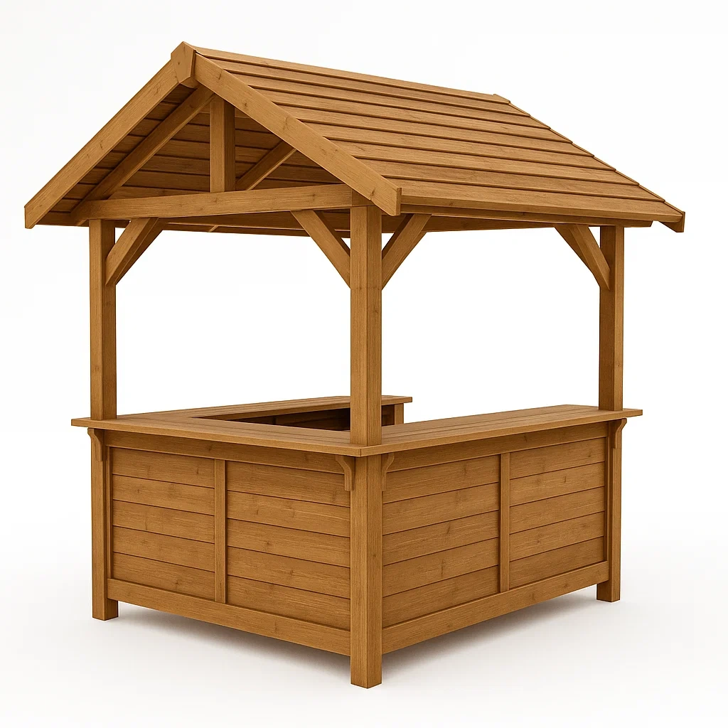 Bar da giardino Chiosco Espositore in Legno Massello Naturale-Woodaso