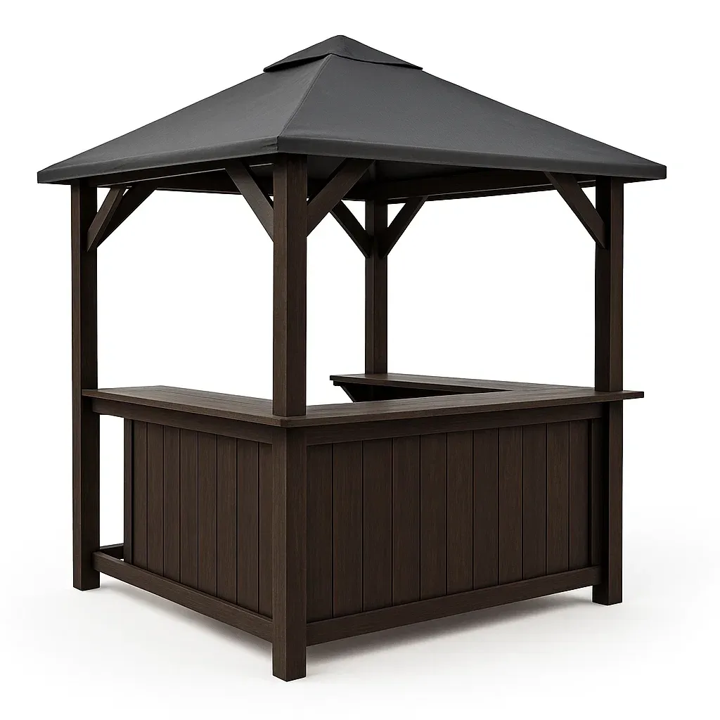 Bar da giardino in Legno con Tetto in Tessuto Nero-Woodaso