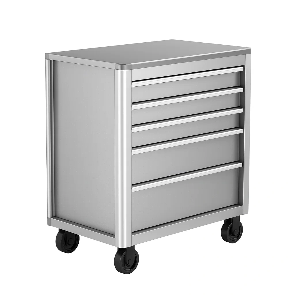 Carrello portautensili in Acciaio con Ruote e 5 Cassetti-Woodaso