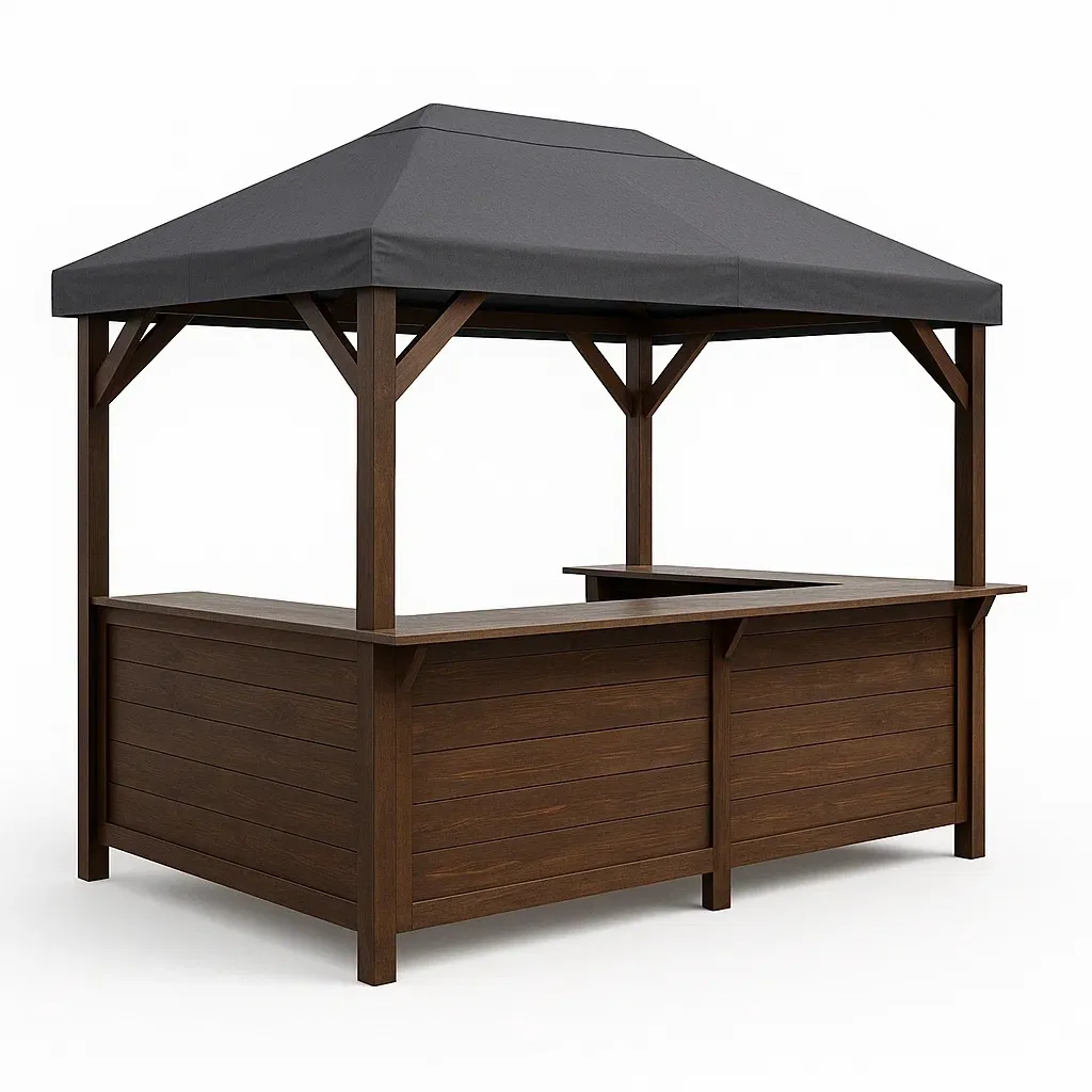 Bar da giardino in legno con copertura in tessuto poliestere-Woodaso