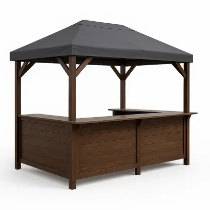 Bar da giardino in legno con copertura in tessuto poliestere-Woodaso