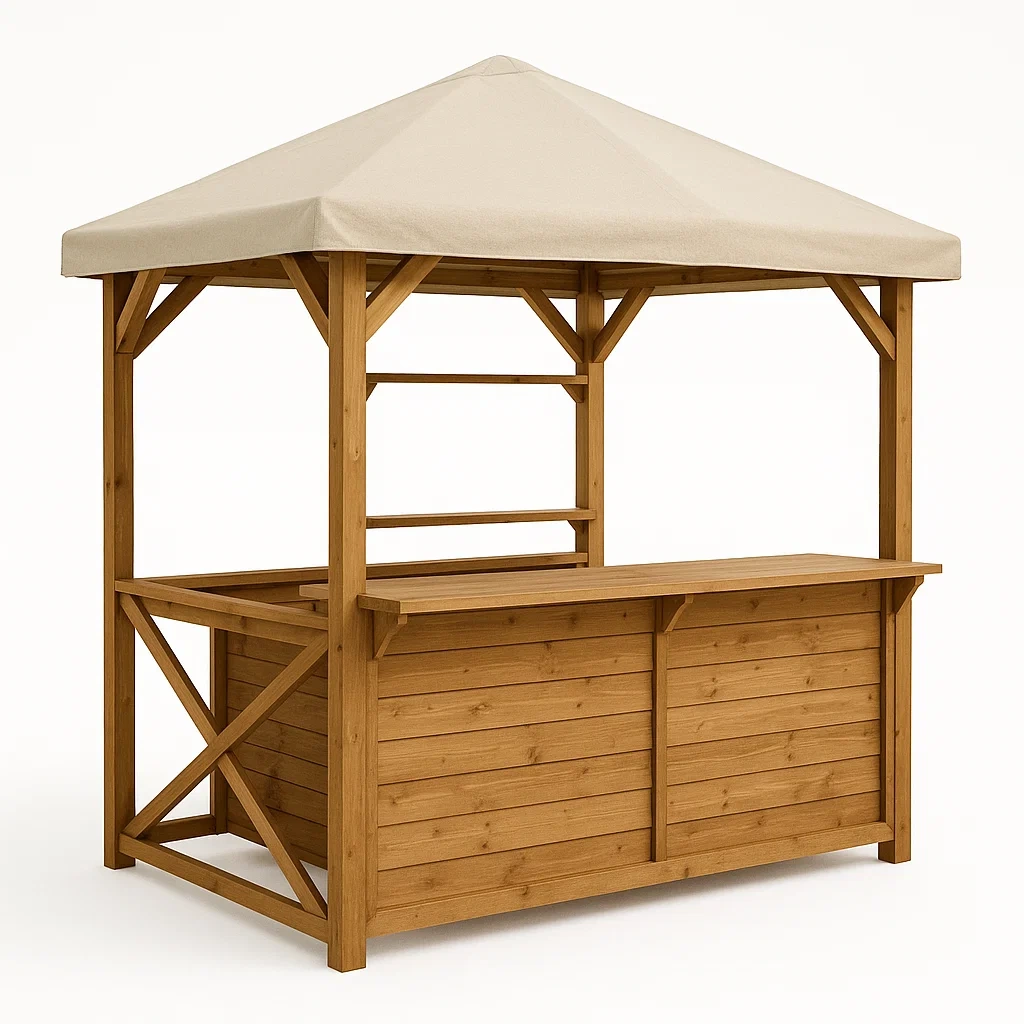 Bar da giardino in Legno con Tetto in Tessuto Poliestere Beige-Woodaso