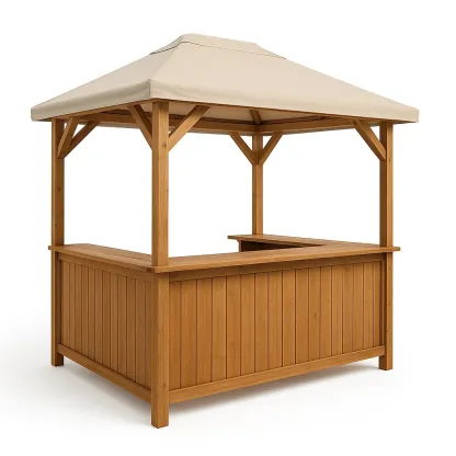 Bar da giardino da Esterno in Legno con Tetto in Poliestere-Woodaso