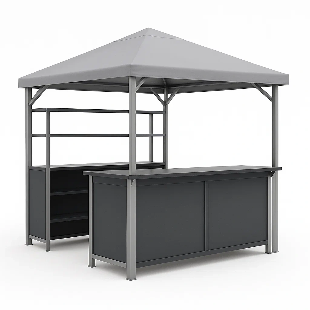 Bar da giardino rettangolare in acciaio con tetto in poliestere-Woodaso