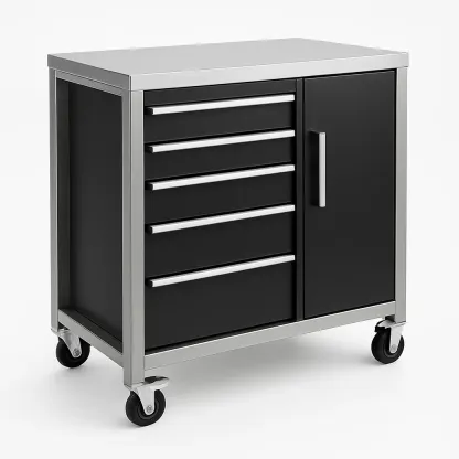 Carrello portautensili in metallo con 5 cassetti e armadietto-Woodaso