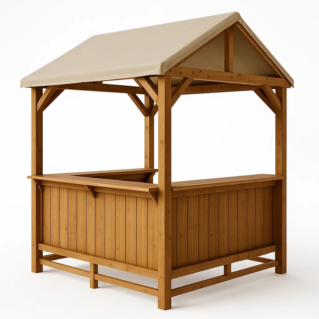 Bar da giardino in legno con tetto in tessuto beige-Woodaso