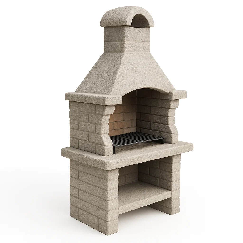 Barbecue da esterno in Calcestruzzo e Mattoni con Camino Integrato-Woodaso