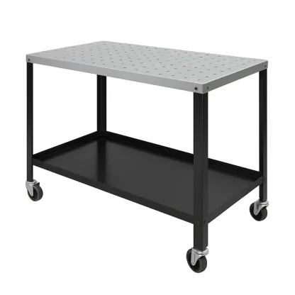 Banco da lavoro Carrello da Lavoro con Piano in Acciaio e Struttura in Metallo Nero-Woodaso