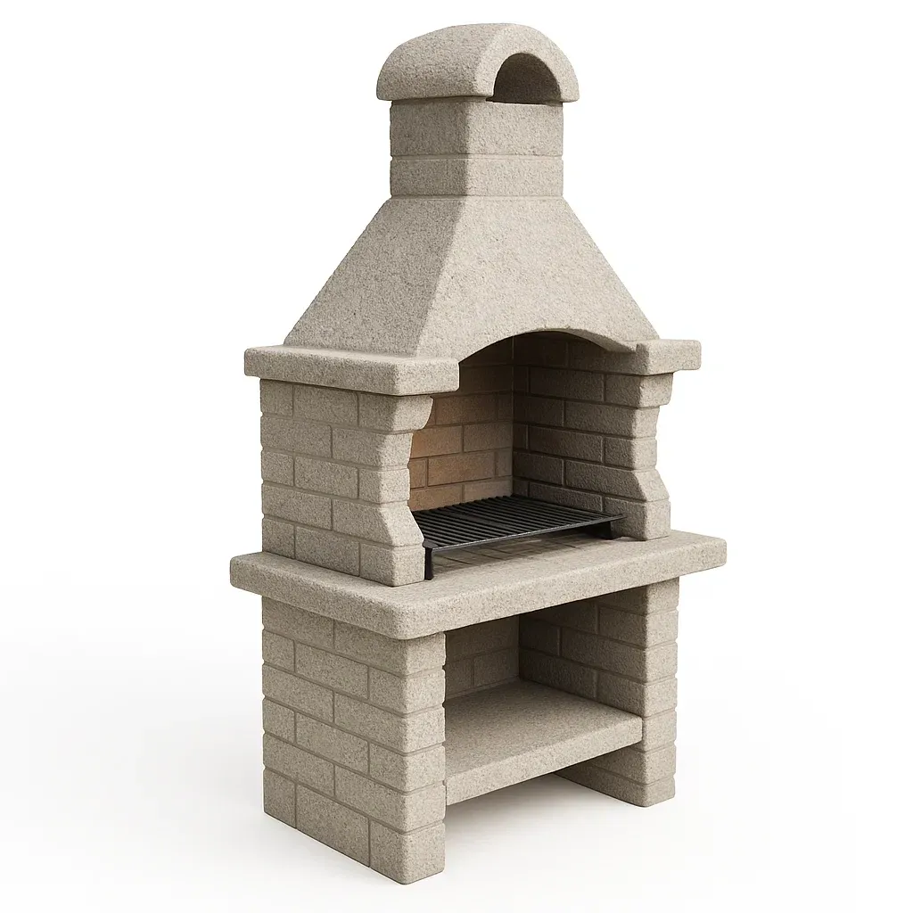 Barbecue da esterno in Calcestruzzo e Mattoni con Camino Integrato-Woodaso